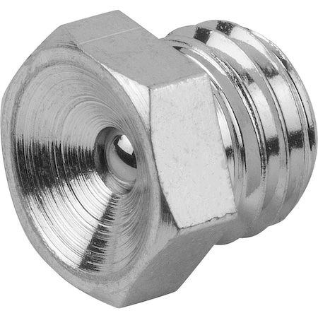 Funnel-Type Grease Nipple Straight D=R1/8, Form:A Steel, Hexagon